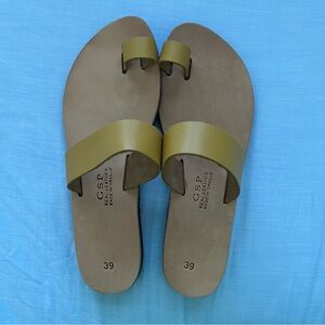 GSP Yellow Leather Slide Sandals made in Greece